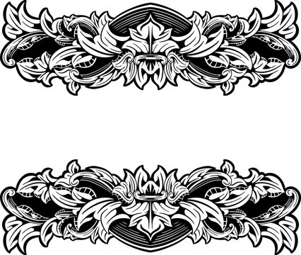 Beautiful baroque style decorative calligraphy floral engraving vector