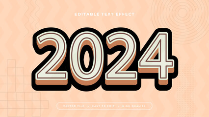 Poster - Beige brown and black 2024 3d editable text effect - font style