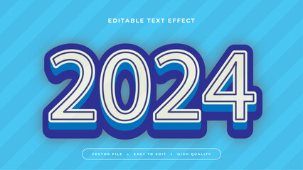 Poster - Blue and white 2024 3d editable text effect - font style