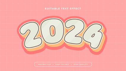 Poster - Pink peach and beige 2024 3d editable text effect - font style