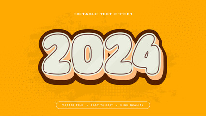 Poster - Yellow beige and brown 2024 3d editable text effect - font style
