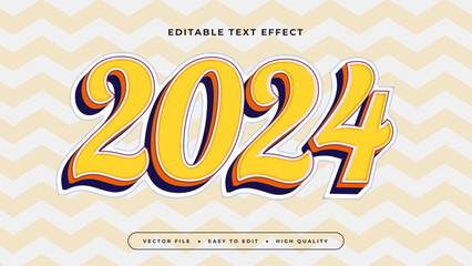 Poster - Yellow orange and gray grey 2024 3d editable text effect - font style