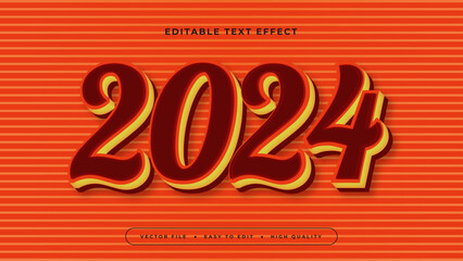 Poster - Red yellow and orange 2024 3d editable text effect - font style