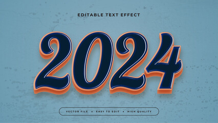 Wall Mural - Blue and orange 2024 3d editable text effect - font style