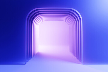 Poster - 3D rendering. Beautiful geometric arch, gate, portal. Abstract geometric arch.