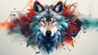majestic wolf in captivating abstract geometric background - wildlife and artistic concept