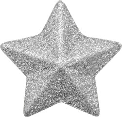 Wall Mural - silver Christmas star glitter sticker isolated on white background