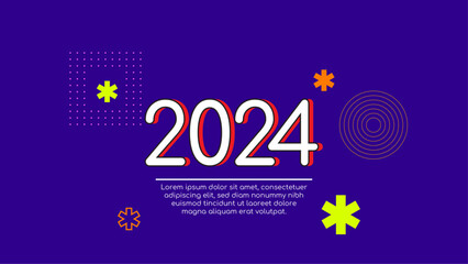 Poster - Colorful colourful vector trendy new year 2024 design banner. Happy new year 2024 background