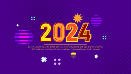 Poster - Colorful colourful vector stylish 2024 new year banner. Happy new year 2024 background