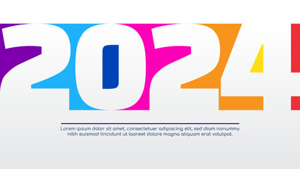 Poster - Colorful colourful vector simple and elegant 2024 new year banner. Happy new year 2024 background