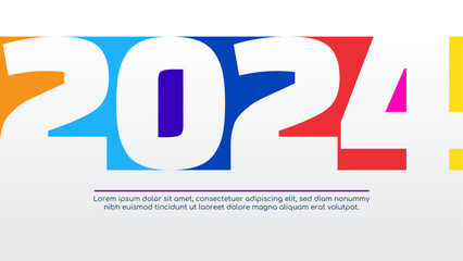Poster - Colorful colourful vector modern 2024 new year banner with shapes. Happy new year 2024 background