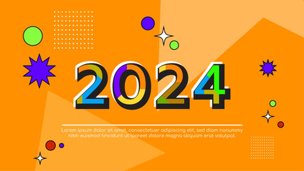 Poster - Colorful colourful vector stylish 2024 new year banner. Happy new year 2024 background