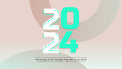 Poster - Gray grey green and white vector decorative 2024 new year banner in modern style. Happy new year 2024 background