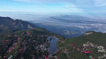 Poster - Autumn scenery of Lushan Mountain in China, Guling Town, folk houses