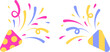 Colorful party event props celebration excited surprise illustration