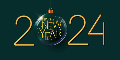 Wall Mural - 2024 New year celebration background banner vector illustration