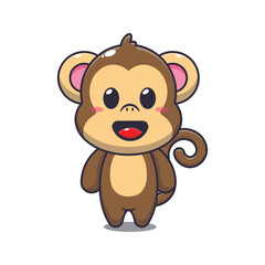 Wall Mural - Cute monkey cartoon vector illustration. 