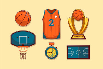 Wall Mural - Set Collection of Basketball Sport Element