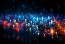 Abstract Technology Particles Mesh Background, Bright Color, Ultra Realistic