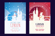 London city poster with Christmas skyline, cityscape, landmarks. Winter UK, England capital holiday, New Year vertical vector layout for brochure, website, flyer, leaflet, card
