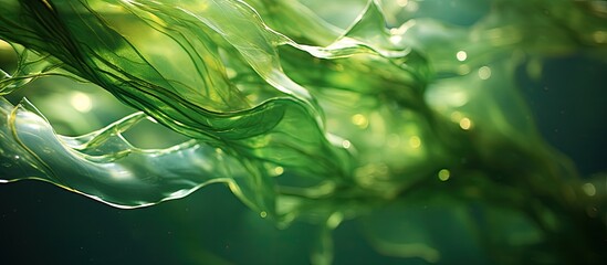 Wall Mural - Close-up photo of kelp, displaying various shades of shimmering green.