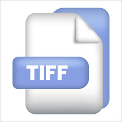Fototapete - TIFF file format icon. TIFF file format 3d render icon with transparent background. TIFF file format document color icon vector