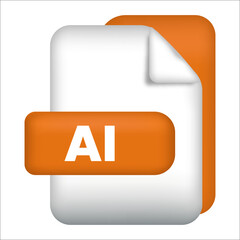 Fototapete - AI file format icon. AI file format 3d render icon with transparent background. AI file format document color icon vector