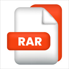 Fototapete - RAR file format icon. RAR file format 3d render icon with transparent background. RAR file format document color icon vector