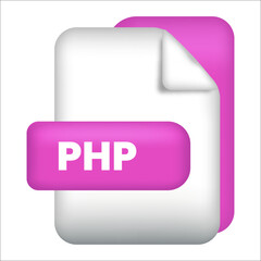 Fototapete - PHP file format icon. PHP file format 3d render icon with transparent background. PHP file format document color icon vector