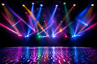 Modern music stage in neon lighting
