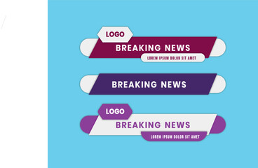 Wall Mural - Simple geometric lower third banner template design. Colorful lower thirds set template vector. sport, news
