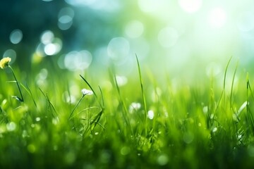 art abstract spring background or summer background with fresh grass. generative ai.