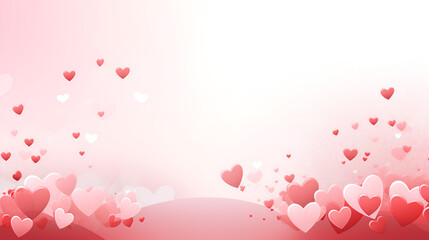 Wall Mural - Valentines day background banner - abstract panorama background with red hearts