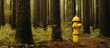 Forest adjacent yellow fire hydrant.