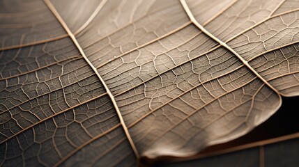 Wall Mural - A close up of a leaf with veins. Generative AI.