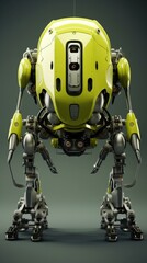 Poster - A robot with yellow and silver parts standing on its legs. Generative AI.