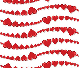 Sticker - The seamless red background with hearts.
