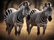 AI generated illustration of two zebras standing in a grassy field