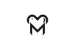 letter m aannd heart ssign logo design conceptt