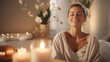 © ikkilostd - a mother relaxing with a spa treatment at home. Generative AI