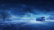 The Winter Night Bus With Copy Space