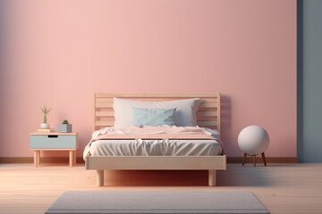 Wall Mural - Front view, bed in bedroom