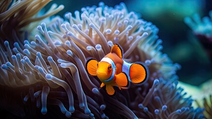 Wall Mural - Clownfish in anemone. Generative AI