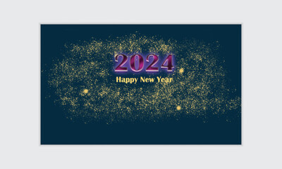 merry Christmas greeting card. 2024 New Year Abstract shiny color gold wave design element with neon colors landscape design.