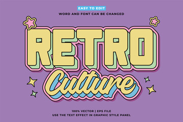 Poster - Retro vintage editable text effect. Retro Culture 3d cartoon style premium vector
