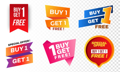 Wall Mural - Sale banners buy 1, get 1 for free. Buy one get one Free. Sticker. Buy at half price or 50%. Free Talker.