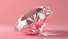 Pink Diamond On A White Background. Generative AI.