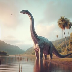 Poster - Brontosaurus in wild