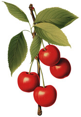 Wall Mural - Cherry isolated on transparent background, old botanical illustration