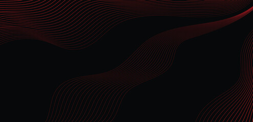 Wall Mural - Black background and red line wave 